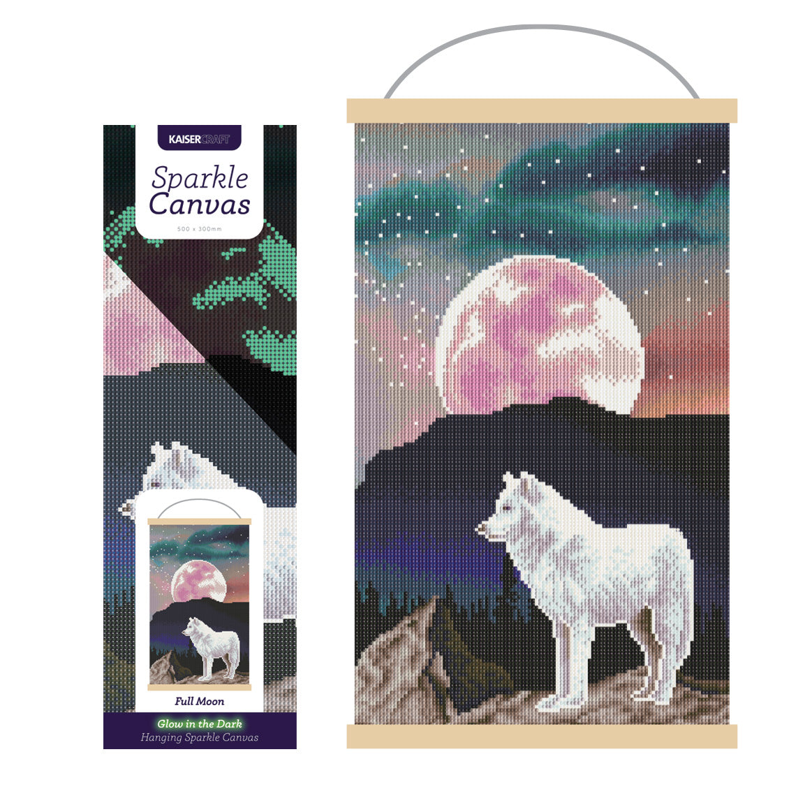 Sparkle Glow In The Dark Hanging Canvas 30X50Cm - Full Moon